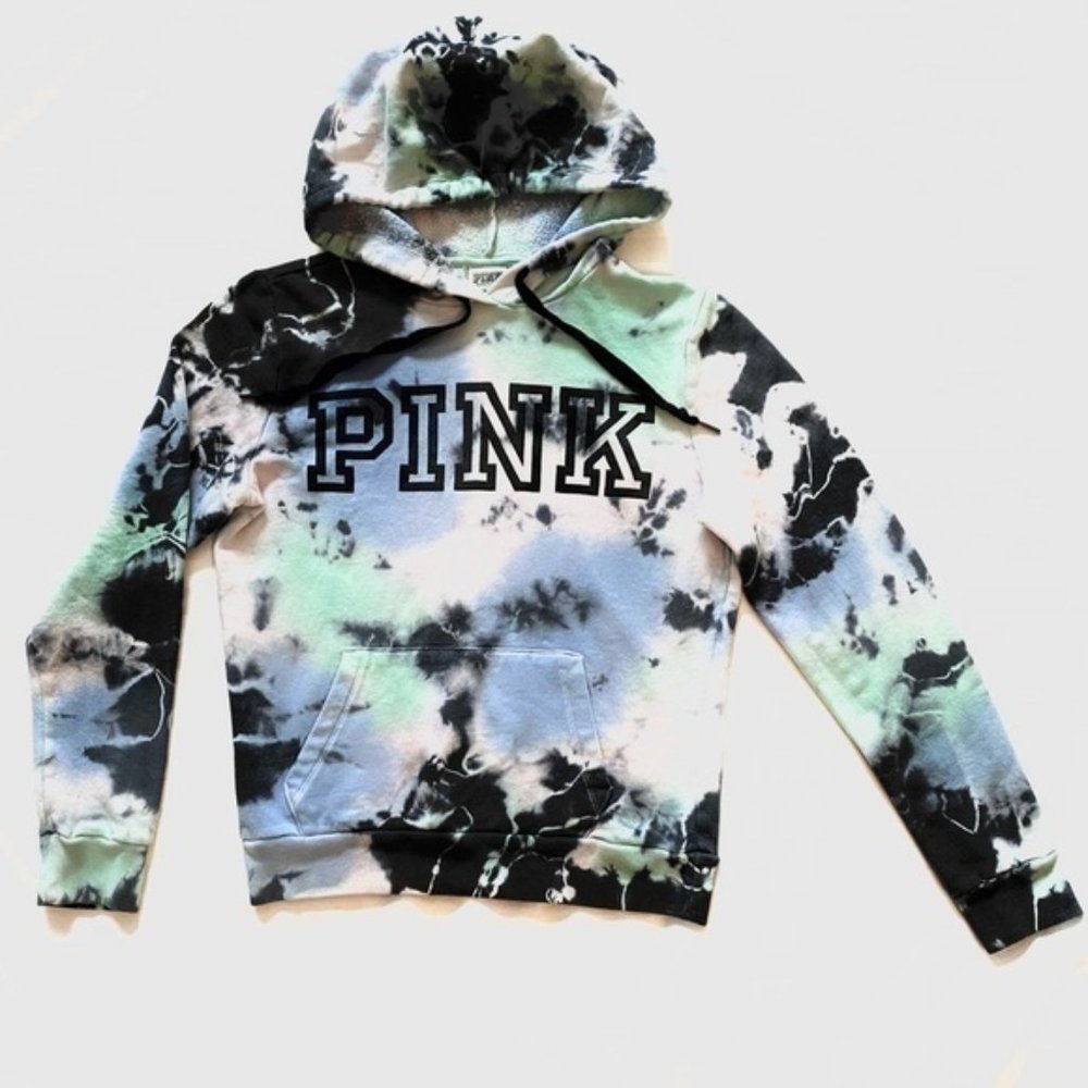 PINK SIZE XS tie dye hoodie sweater EEUC